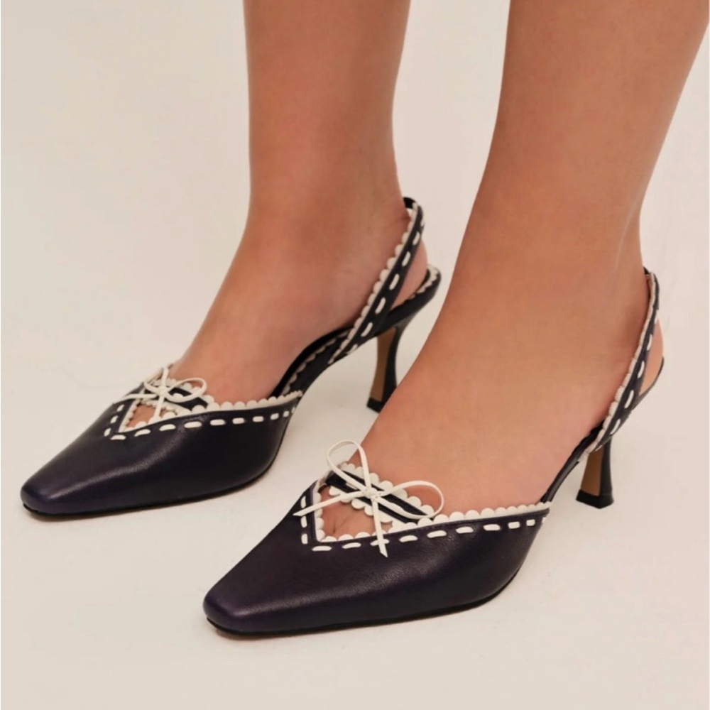 For Love and Lemons Charlie Slingback Kitten Heels